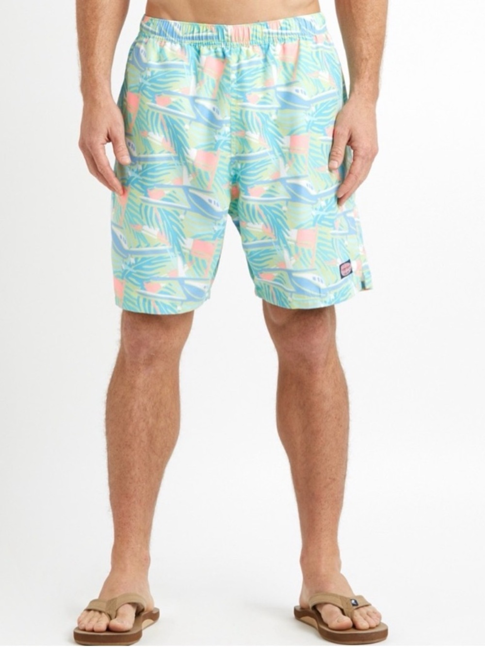 Vineyard Vines Blue Pink Tropical Swim Shorts Mens | Preppy Chappy Beach Trunks